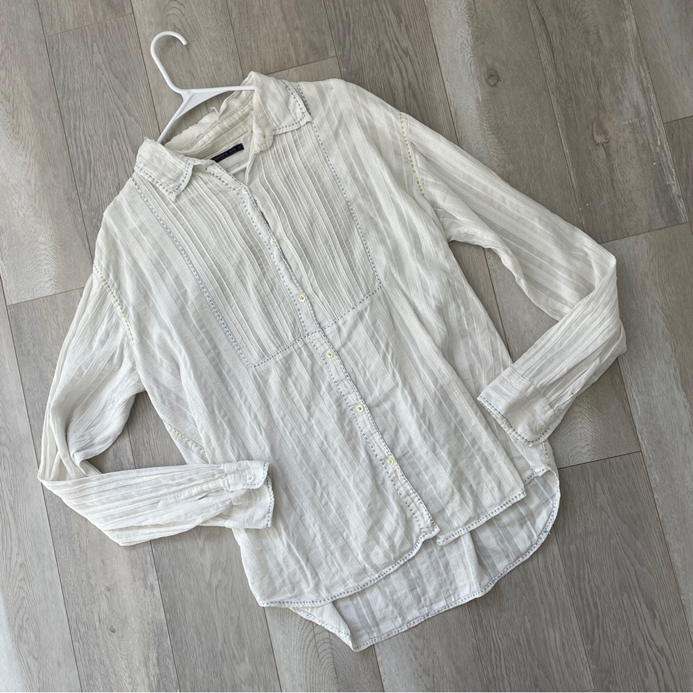 Mason's Embroidered Shirt button up womens White (xxlarge) textured western boho